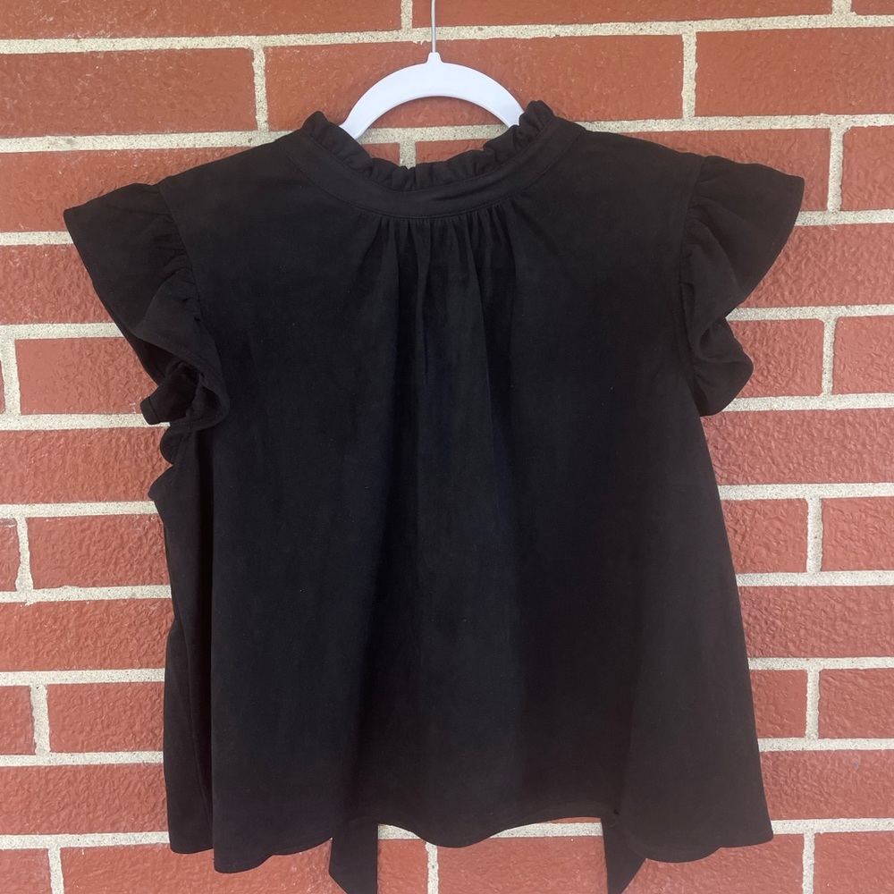 Elegant Black Ruffle Sleeve Blouse